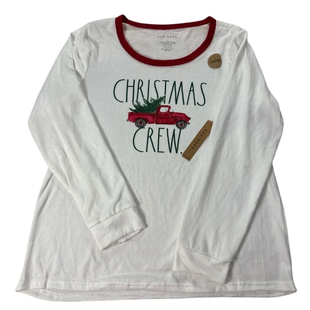 Rae Dunn Christmas Crew Red Truck Long‎ Sleeve Pajama Shirt Size Large NWT